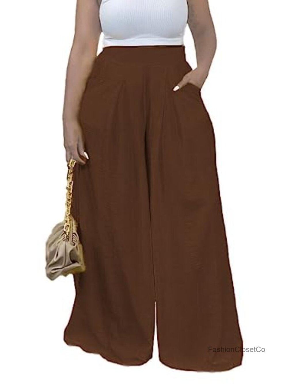 Wide Leg Palazzo Pants High Waist Loose Fit with Pockets
